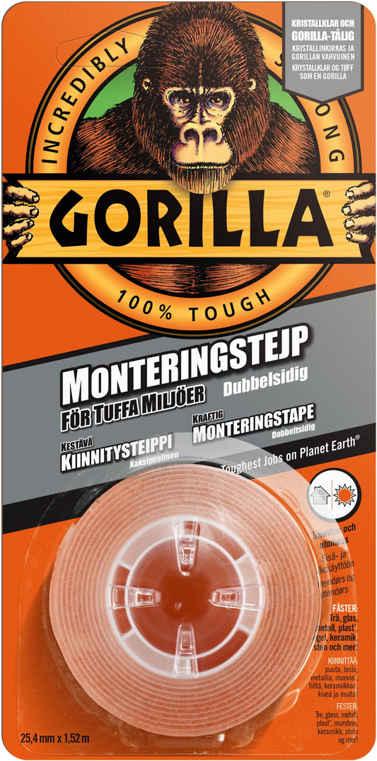 Gorilla monteringstejp. 1,52 m x 24,4 mm